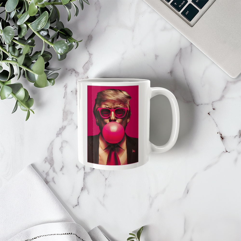 Bubble Gum Trump Coffee Mug (White)