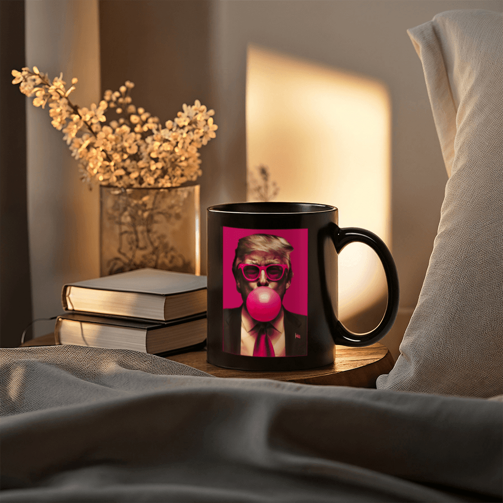 Bubble Gum Trump Coffee Mug (Black)