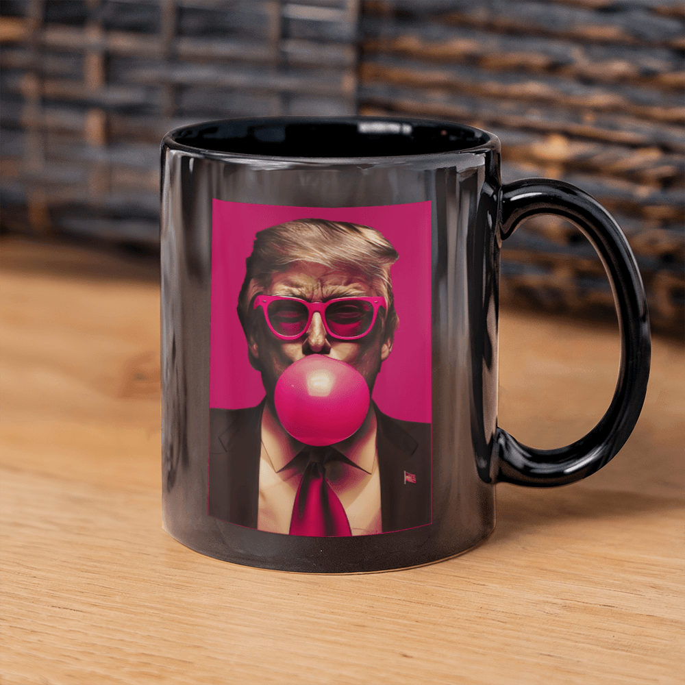 Bubble Gum Trump Coffee Mug (Black)