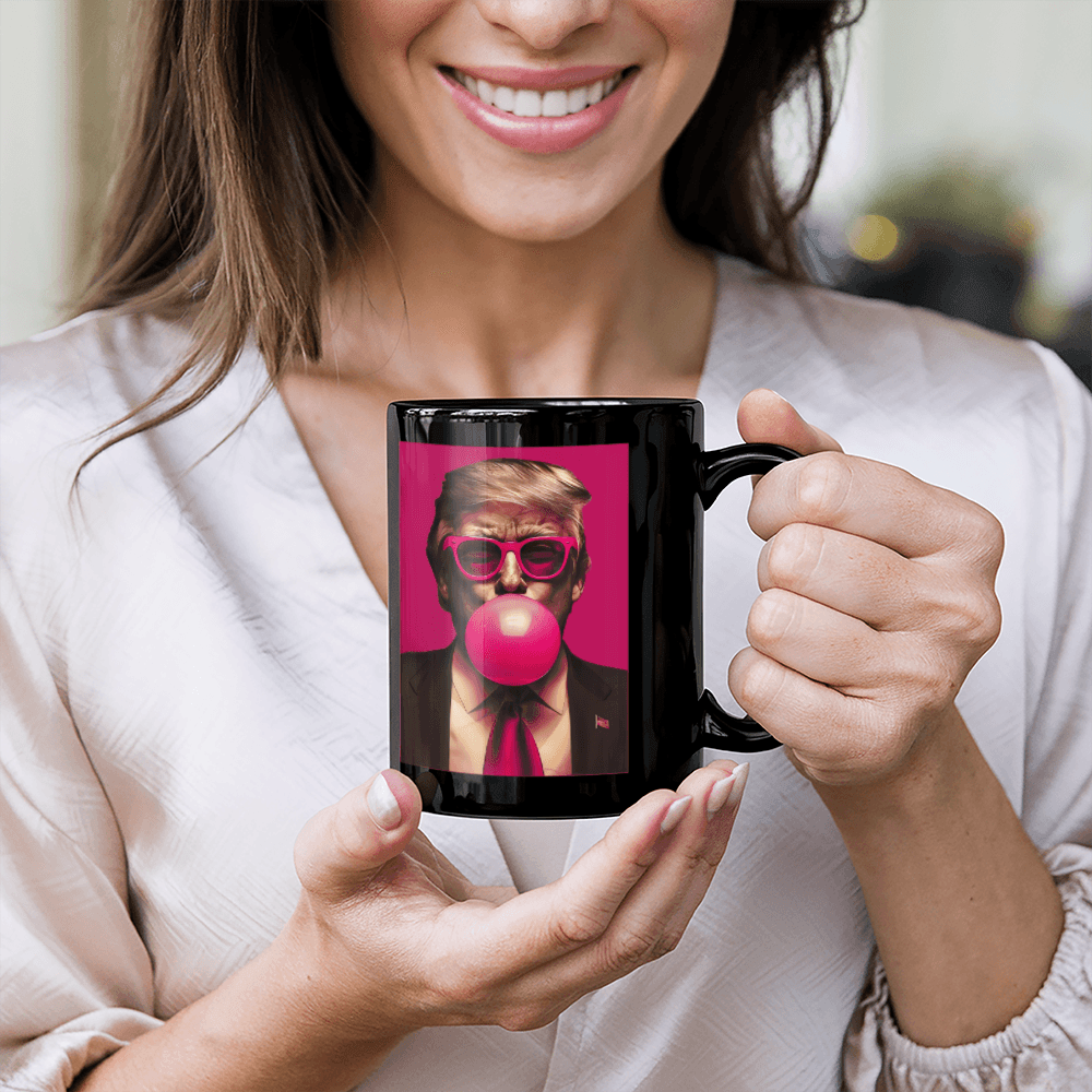Bubble Gum Trump Coffee Mug (Black)